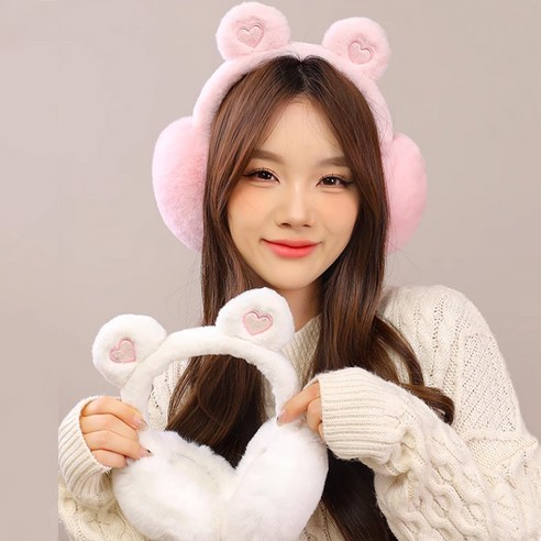 귀마개를 통해 아이들의 귀를 보호하고 따뜻하게 할 수 있는 하트 퍼 귀도리 예쁜 아동 겨울 방한 모자