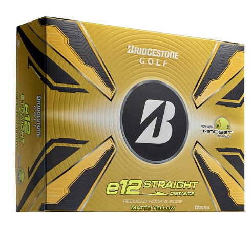 [브리지스톤] 신상품 E12 Straight Ditance 3피스 골프공, 1개, 12개입, 옐로우 무광