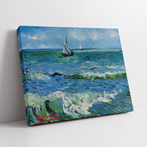아트앤코 인테리어 캔버스 액자 50x40cm, 반고흐 생 마리 드라메르의 바다 풍경