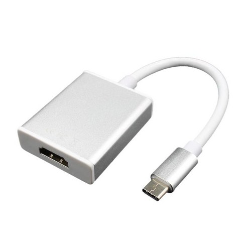 Type-C To HDMI 어댑터 케이블 Hi-Speed ​​USB-C 연결 와이어 MacBook 실버 용, {"사이즈":"20x3.8x1.3cm"}, {"색상":"실버"}, {"수건소재":"금속"}