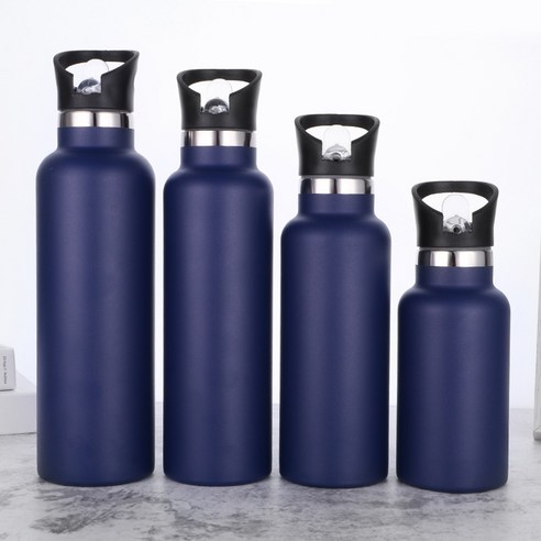 ZZJJC 304 스테인리스 스틸 아웃도어 스포츠 주전자 500ml, 350ml, 입안 스프레이 진청색에 황광 뚜껑을 맞추다.
