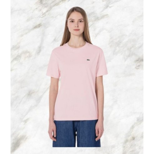 라코스테 LACOSTE 여성 베이직 크루넥 반팔 티셔츠 라이트핑크 TF545E-54GKF9 327210