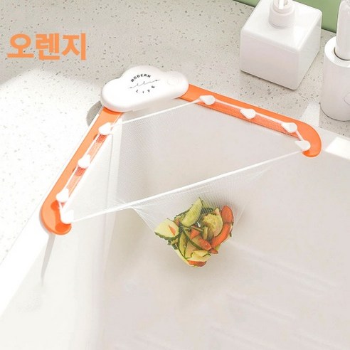 [코너설치] 싱크대 거름망 100매+거름망 거치대, 오렌지, 1개, 100매