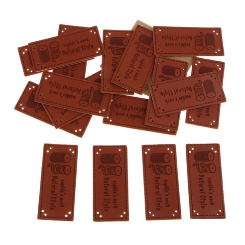 수제 항목에 대한 20 조각 바느질 레이블 PU 가죽 의류 레이블 바느질 패치 워크 가방 지갑에 대한 양각 태그 - 0.98, D