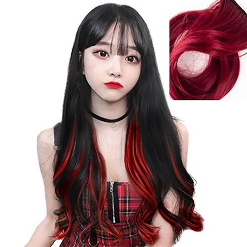 가발위드 단색 웨이브 넓은 컬러피스 폭 5.5cm (4개 1세트) 상품, 09.레드