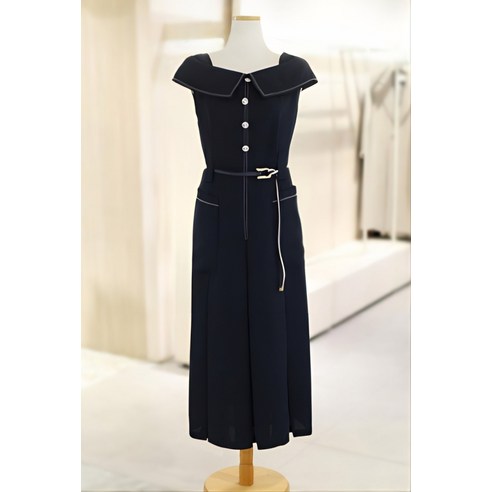 [JJ지고트] 배색 스티치 턱 플리츠 원피스 GL7A0OP_11(2009868)