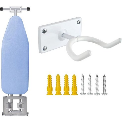 BiJun 다리미판 벽걸이 걸이 홀더 벽걸이 랙 정리함 세탁실용(흰색), 하얀색