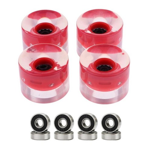 4pcs 60x45mm 라이트 업 스케이트 보드 롱 보드 휠 밤 78A, 빨간, PU