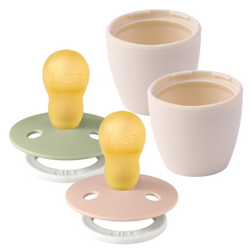 빕스 컬러 고무 쪽쪽이+실리콘캡 2p 세트, 3단계(18개월이상), 블러쉬나이트+세이지나이트