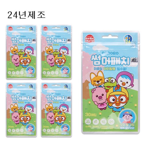 해호 뽀로로 썸머패치 30매입 5개 24년제조, 혼합색상, 1세트