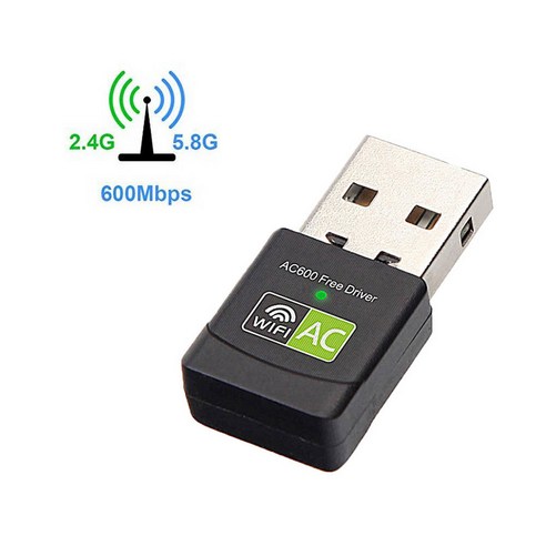 무선 와이파이 무료 드라이버 PC 리시버 AC 네트워크 카드 600 이더넷 2.4G/5Ghz LAN USB 동글 어댑터 600M, Green 무선와이파이usb