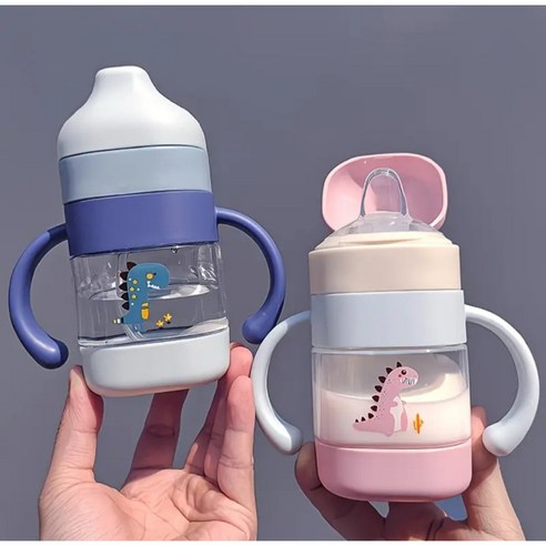코지베베 물이 새지 않는 추달린 스파우트컵 220ml 빨대컵 전 트레이닝 컵, 핑크, 1개