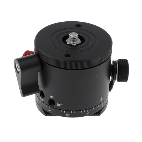 MTSHOP 카메라 삼각대 파노라마 인덱싱 로테이터 볼 헤드 (퀵 릴리스 플레이트 포함), 설명, 블랙, 알루미늄