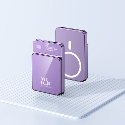 RYZO 22.5W 고속충전 20000mAh 대용량 보조배터리 초슬림 맥세이프 무선충전 다양한 색상 선택, 1개, 퍼플