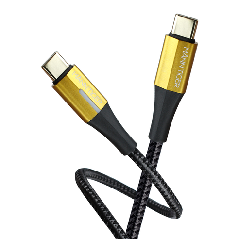 [1+1] 만타이거 제니스 100W PD CtoC E-Marker USB-IF 인증 갤럭시 아이폰 초고속충전 케이블, 2개, 골드, 3m
