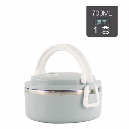 MEIISEO사무실용 보온 도시락 직장인 보온 도시락통 보온 밥통 휴대용 도시락, 북유럽 블루_한 레이어 (식기)