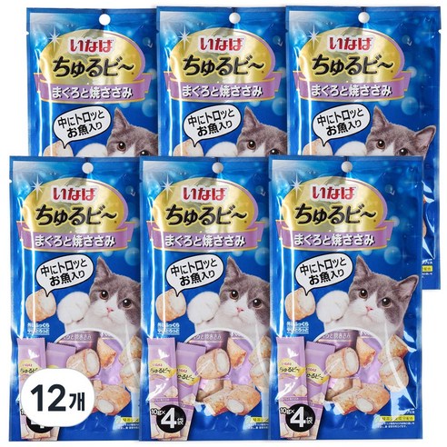 (미사용)이나바 챠오 츄르비 4개입, 40g, 12개, (QSC-272)참치&구운 닭가슴살