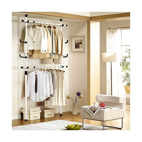 왕자행거 왕자행거 왕자 심플2단커텐행거브라운커텐32mm, 아이보리함마분체도장, 커튼커버(브라운+아이보리) [왕자행거] 왕자 100고정행거, 상세 설명 참조