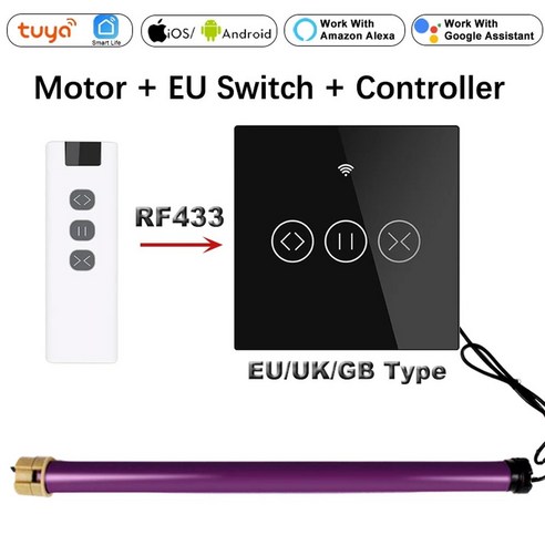 35mm 관형 모터 롤러 블라인드 셔터 110V 220V 전기 스마트 Tuya WiFi 커튼 전동 롤링 홈, 220-240V, Motor Switch Control 3, 1개