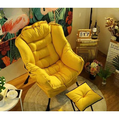 1인용소파 싱글 라운지 의자 등받이 의자 인간둥지, 다크그레이 (피부친화적인 스웨이드)