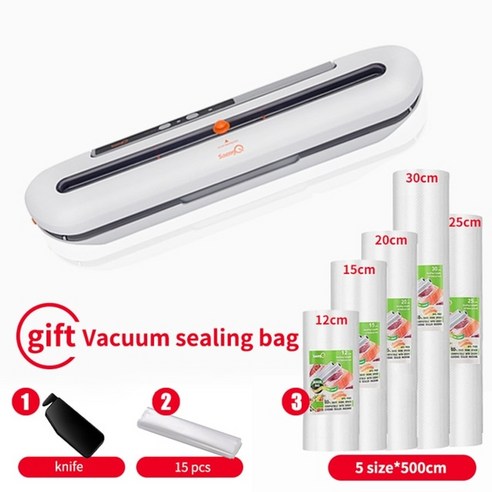 자동 식품 진공 씰링 포장 기계 홈 진공 식품 가방 씰링 기계 진공 식품 씰링 기계, 회색-5롤, 110v