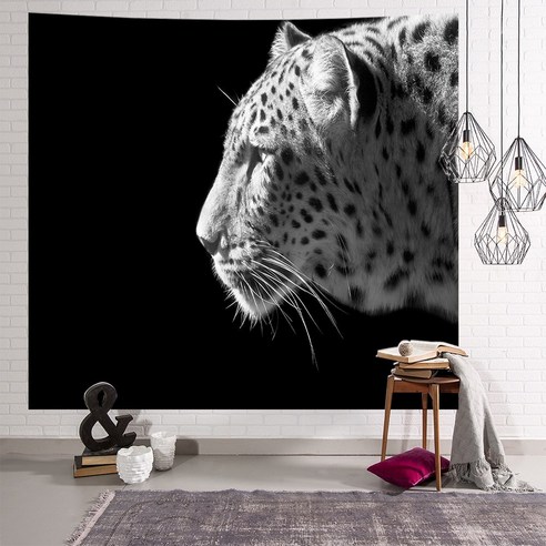 패브릭포스터 흑백동물 사자 치타 침실 인테리어 소품 심플하다 침실 장식 그림, 색상 2