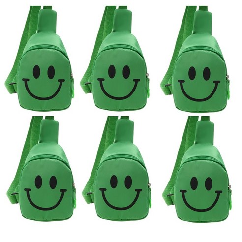 어린이집 유치원 생일 선물 답례품 구디백 어린이 아동 유아 키즈 슬링백 스마일 힙색 그린 6개, 1개