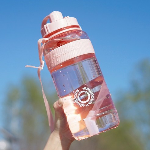 MEIISEO대용량 스포츠 물통 다기능 물병 휴대용 스포츠 물통 대용량 보온병, 600ml, Pink with Rope