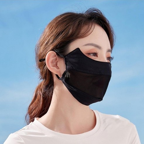1p/2p 자외선 차단 망사 마스크 얼굴 통풍 메쉬 여름 골프 햇빛 가리개, 블랙+핑크, 1세트