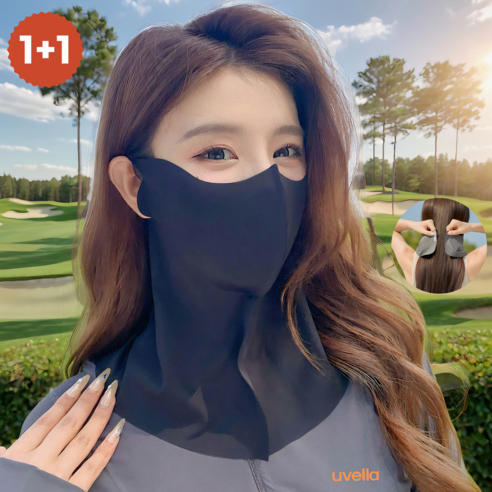 유벨라 자외선 차단 스포츠 쿨마스크 1+1, 블랙, 2개