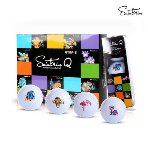 [1+1] 넥센 세인트나인 Q 큐 3피스 3PC 화이트 컬러 골프공 12구 세트 1더즌 선물용 선물 기념 홀인원 싱글 이글 연습용 단체 모임 인쇄 포장 캐릭터 골프볼, 화이트 12구, 12개입, 2개