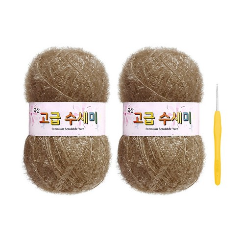 울클럽 별꽃수세미 DIY 고급수세미실 80g 2볼 + 코바늘 6호 (동영상제공), 172베이지브라운