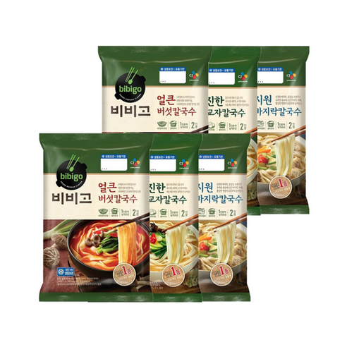 [CJ제일제당]비비고 칼국수 시원바지락 x2개+진한교자 x2개+얼큰버섯 x2개