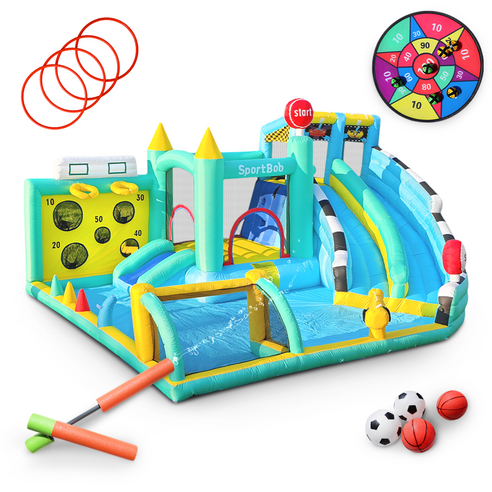 좁은 마당도 워터파크로! 바운스브라더스 트랙콤보 에어바운스 솔직 사용 후기 에어바운스