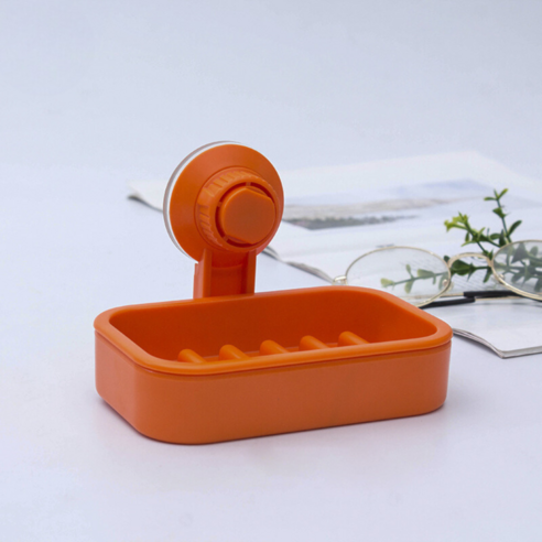 공간감각 6가지 색깔 무타공 비누받침대 욕실 흡착, 1개, orange