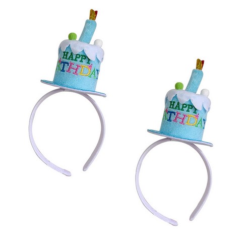 리빙듀오 파티 머리띠 인생네컷 소품 생일 할로윈 놀이공원, 2개, 생일케이크머리띠 블루