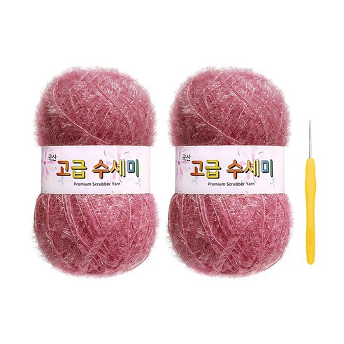 울클럽 별꽃수세미 DIY 고급수세미실 80g 2볼 + 코바늘 6호 (동영상제공), 120인디핑크