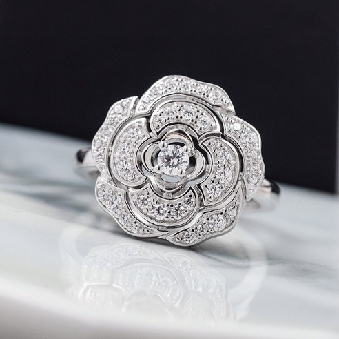 사치 브랜드 순 925 순은 보석 장미 다화 다이아몬드 삼엽초 결혼 반지 품질 정교한 디자인 파티