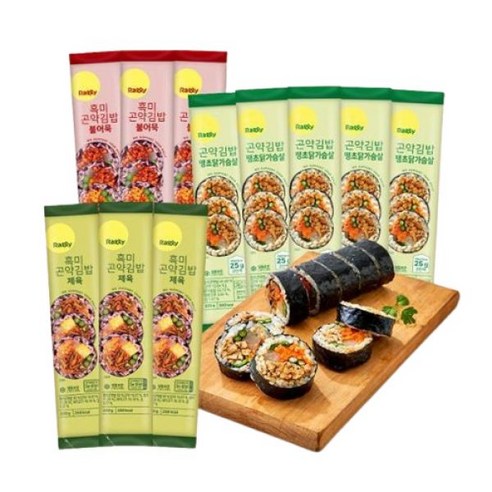 랠리 곤약김밥 매콤 10팩 불어묵/땡초닭가슴살/제육