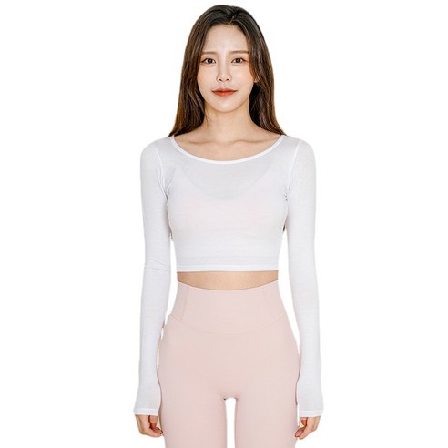 ANKRIC 반팔 가을 요가 의류 여성 긴소매 한국판 짧은 뷰티 백 오픈 배꼽 섹시한 스포츠 달리기 피트니스 재킷