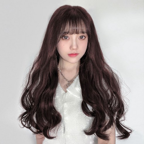 뿌이뿌이가발 아이롱 웨이브 10피스 붙임머리 부분가발 똑딱이 여자 긴머리 펌 헤어, 초크브라운