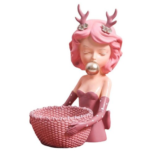 디저트 접시 인간 소장품 조각 현대 미술 장식 저장 트레이가있는 수지 장식 귀여운 동상, 설명한대로, 핑크 A