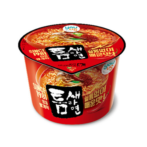 유어스 틈새라면 컵라면 매운맛 105g
