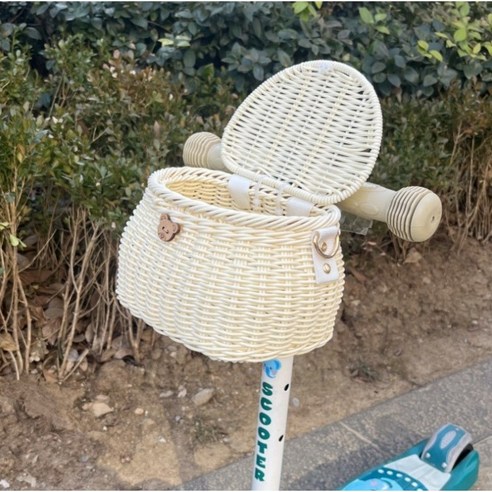나만의 개성을 담아, 킥보드와 자전거를 위한 특별한 라탄 바구니: 구니 바스켓 화이트 킥보드바구니