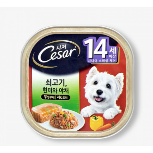   시저 반려견 주식캔 시니어 14세 이상 쇠고기와야채, 소, 100g, 24개