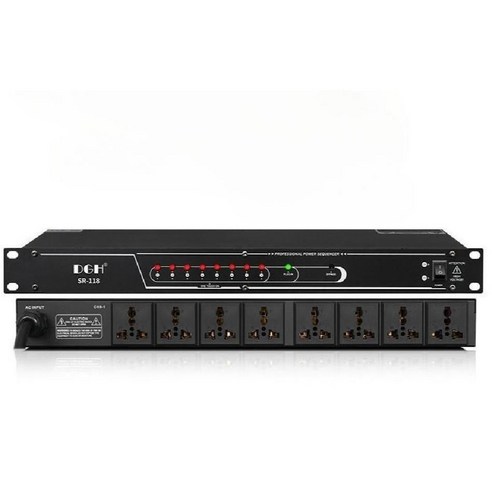 SR-118 8채널 순차 전원 분배기와 시퀀스 컨트롤러 1대, 방송 및 무대용 시퀀서 콘센트 순차전원공급기