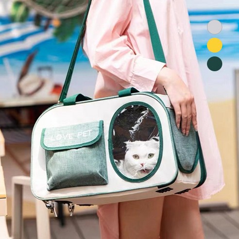 그랜펫 고양이 애완동물 캐리어 이동가방, 그린
