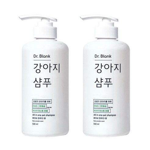 닥터블랭크 강아지 저자극 샴푸 베이비 파우더향, 500ml, 2개