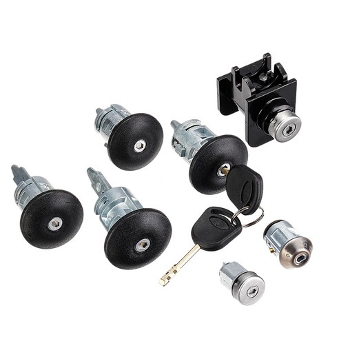 7PCS 자동차 배럴 도어 잠금 장치 세트 4359018 포드 트랜스트 MK6 2000 2002 2003 2003-2006 용 4359018 1C1A-V22050-BA, 하나, 블랙 & 실버