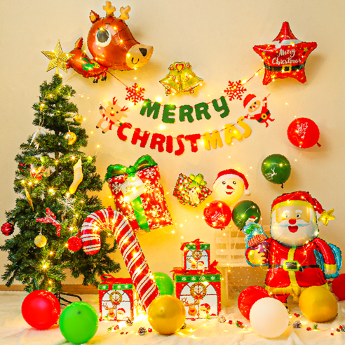 [피앤비유니티]크리스마스 LED산타마을 풍선장식 풀세트(전구포함), A-02)선물산타와 선물, 1세트